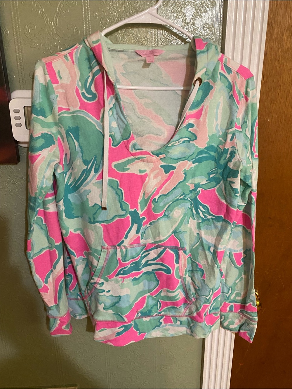 Lilly Pulitzer Pink & Mint V-Neck Hooded Sweater